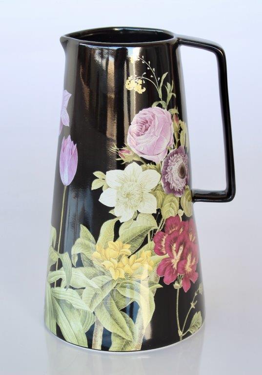BLACK & PURPLE FLOWER JUG  22X14CM